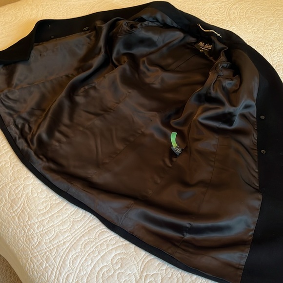 St. John Wool Cashmere Coat Women’s 6 
Black Logo Buttons Italy Classic Luxury - Picture 9 of 17